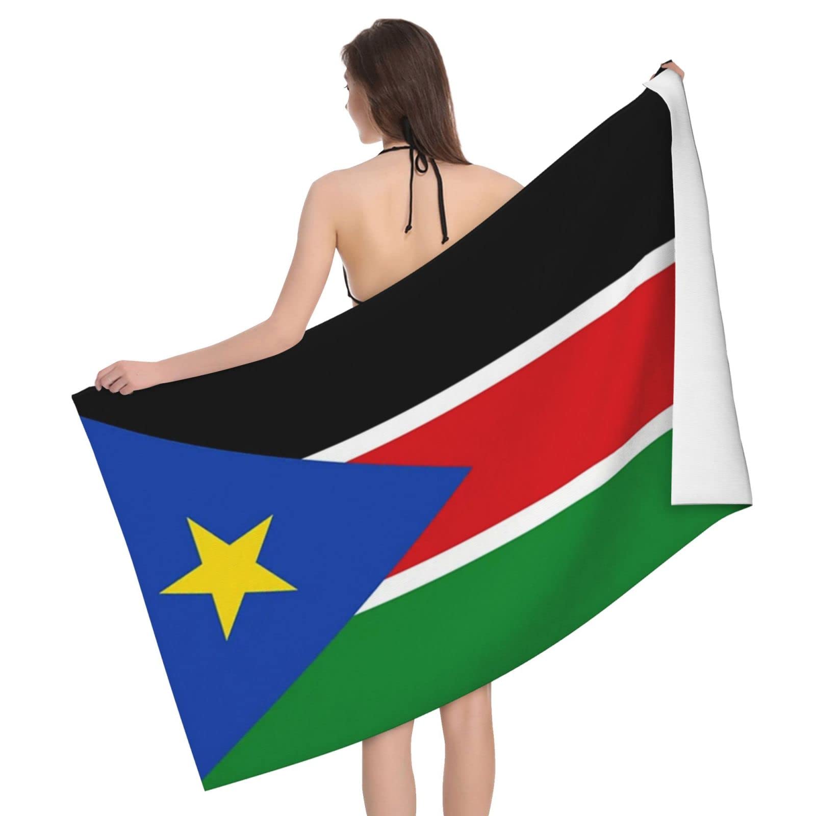 Lsjuee Flag of South Sudan Microfiber Bath Towel Absorb Water Quick Dry Bath Towel, for Beach, Swimming Pool, Camping