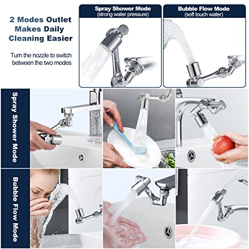 1080° Rotating Faucet Extender Aerator, Swivel Faucet Aerator Attachment For Kitchen Bathroom Sink With 2 Water Outlet Modes #TOP4