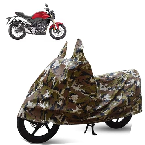 Image of Sulfar Bike Cover for Honda CB300R / CB300F (Sports Naked) | Waterproof, Dustproof & UV Protected | All Weather Two Wheeler Cover (Army Green) New 2026 Variants