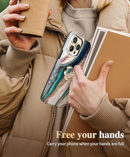 Image of Mizi Marble Cell Phone Ring Holder, Metal Kickstand Grip for Magnetic Car Mount Compatible with iPhone 16 /15 /14 /13 /12 Series & Galaxy S24 /S23 Ultra and Other Phones - Golden Sand