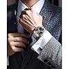 PINDOWS Watch for Men Luxury Diamond Business Dress Analog Quartz Waterproof Wrist Watch Luminous Date Two-Tone Stainless Steel Band Classic Business Casual Style #4