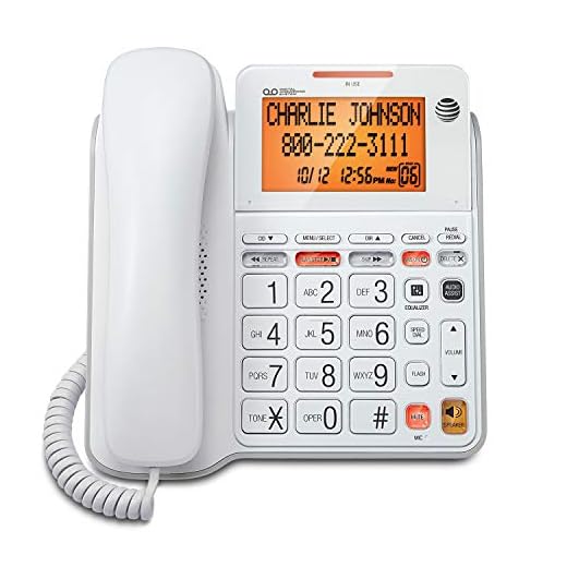 AT&T CL4940 Corded Standard Phone with Answering System and Backlit Display, White
