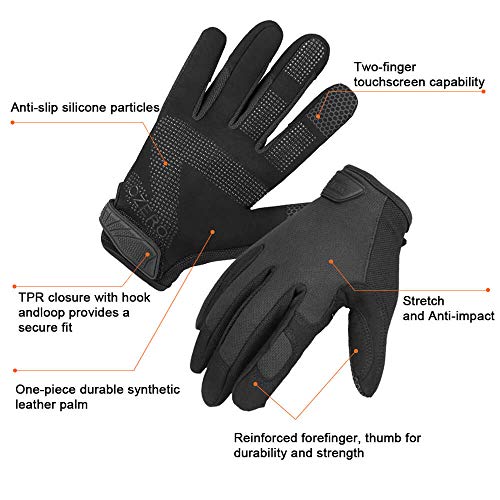 Ozero Utility Work Gloves For Men Women: Touchscreen Mehcanic Glove Flex Grip Non-Slip Palm For Gardening, Yard Work, Construction, Diy, Shooting, Hunting, 1 Pair (Black, Medium) #TOP3