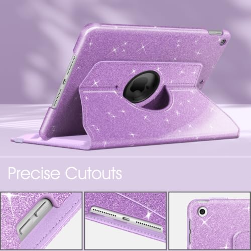 Image of Fintie Rotating Case for iPad 9th Generation (2021) / 8th Generation (2020) / 7th Gen (2019) 10.2 Inch - 360 Degree Rotating Stand Cover with Pencil Holder, Auto Wake Sleep, Glittering Purple