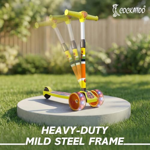 Image of Cockatoo Little Bus Buddy Kick Scooter for Kids 2-12 Years, Kids Scooter with 40MM in PP+PU LED Wheel, 4 Adjustable Height Scooter, Upto 50 Kg (Brown)