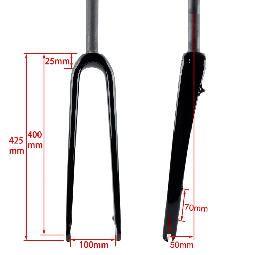 TANGSIYANG Fourche VTT 1 pcs 700C Gravel Cyclocross Voyage Vélo De Route Entièrement en Fibre Carbone Frein À Disque Plat Fourche Avant Droite Conique(Straight Gloss