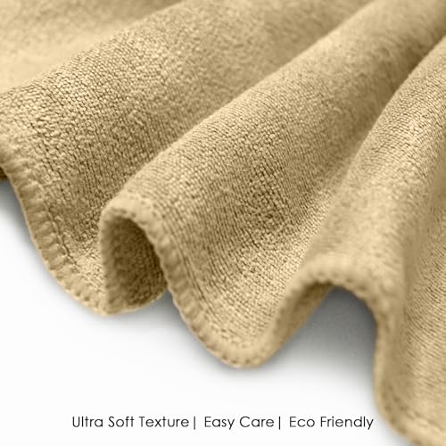 Image of HOUSSE Microfiber Face Towels | Ultra Absorbent, Odour-Free, Quick Dry 450 GSM Face Towel for Home, Gym, Travel, Running and Personal Use | 30x30 cm | Set of 4 in One Colour (Prairie Sand, Pack of 4)