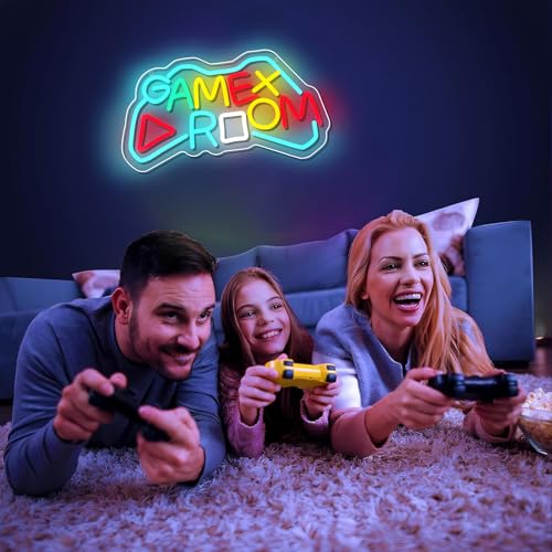 Image of ENUOLI Game Room Neon Sign for Wall LED Lights for Bedroom Dimmable Gaming Neon LED Sign Colorful Game Neon Sign for Wall Decor Kids Teens Boys Room