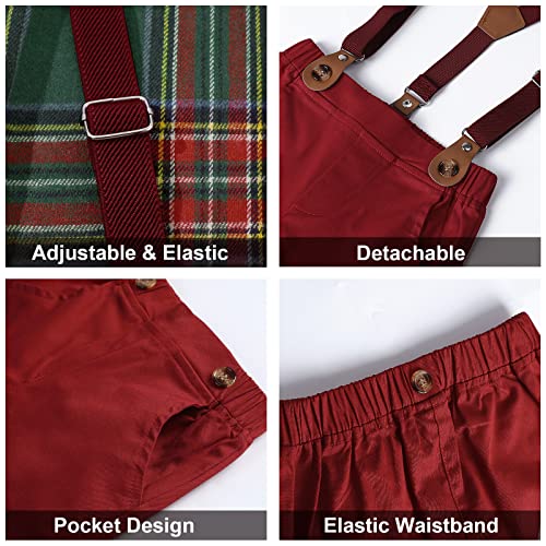 Image of A&J DESIGN Baby Boys Suits Infant Gentleman Formal Wedding Suspenders Outfit with Bowtie