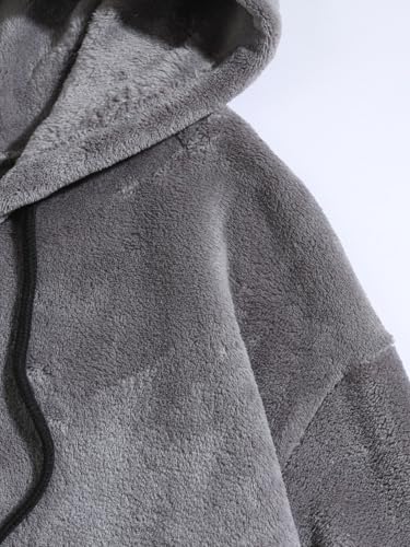 Men's Cute Bear Ear Hoodies Casual Loose Fleece Tunic Sweatshirt Fuzzy Lined Pullover Tops with Pocket4