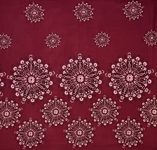 Image of Castiqa Elastic Fitted Supersoft Premium Brushed Cotton 200TC King Size Bedsheets with 2 Pillow Covers (Fits Upto Mattress of 10 Inches) (King (72x78), Wine Mandala)