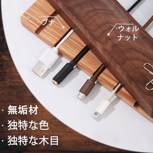 SEEDWAVE 木製 ケーブルホルダー,マグネット ケーブルクリップ 6穴 の商品画像 3