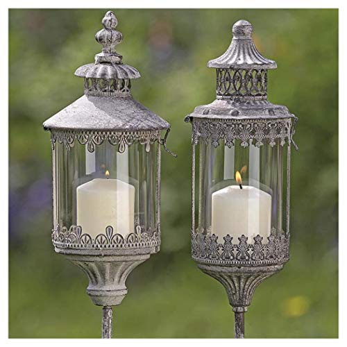 Leuchtturm Gartenstecker – Windlicht Aus Eisen, Rost-lackiert, 135 Cm Hoch, Mit Teelichthalter