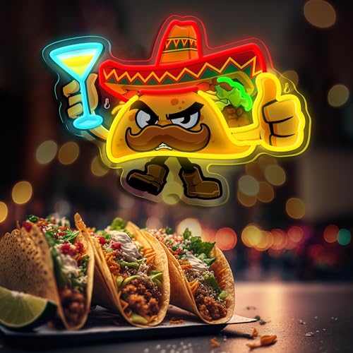 Image of Tacos Neon Sign for Wall Decor,Dimmable Led Tacos Neon Light for Mexican Restaurant Decor Mexican Burritos Led Light Neon Light for Shop Restaurant Window Fast Food Shop Wall Decoration