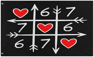 Funny 6 7 Meme Valentine Heart 67 Slang Flag-3x5FT- Double layer Decorative Flags Tapestry for Dorm Office Bedroom Indoor Outdoor