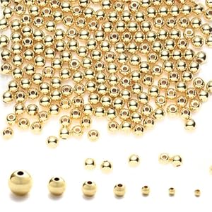 6mm-270pcs 18K Gold Filled Round Ball Beads for Jewelry Making Gold Spacer Beads, Smooth Gold Metal Beads for Bracelets Necklaces Earrings Crafts Bulk Supplies