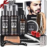 Kit Barba Hombre Cuidado 12 En 1 Con Maquina Afeitar Barba Aceite Barba Cepillo Barba Aceite Para Barba Hombre Champu Barba Peine Barba Balsamo Barba,100% Natural, Regalos Para Hombre