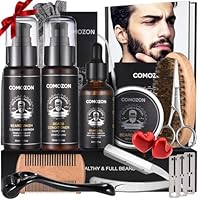 Bartroller,Bartpflege Set Mit Bart Roller Bartwuchsmittel Männer Commzon Bartroller Bartwuchs Beard Growth Kit Mit Bartshampoo Bartöl Bartbalsam Rasiermesser Bartbürste Bartkamm Bartschere