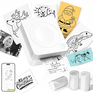 TYPONOS PM230 Sticker Printer, Inkless Portable Thermal Printer for Kids, Mini Print Pods for Phone Instant Sticker Maker, Gift for Study, Photos, White