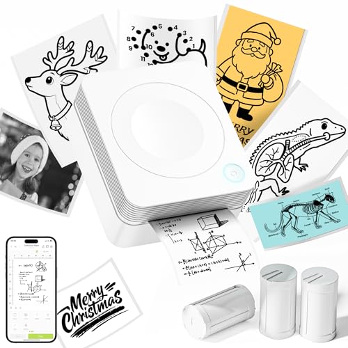 TYPONOS PM230 Sticker Printer, Inkless Portable Thermal Printer for Kids, Mini Print Pods for Phone Instant Sticker Maker, Gift for Study, Photos, White
