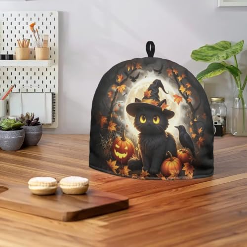 Image of Black Cat Tea Cozy for Teapot Insulated Halloween Decor Tea Cosy for Teapot Tea Pot Cover for Home Kitchen Decoration