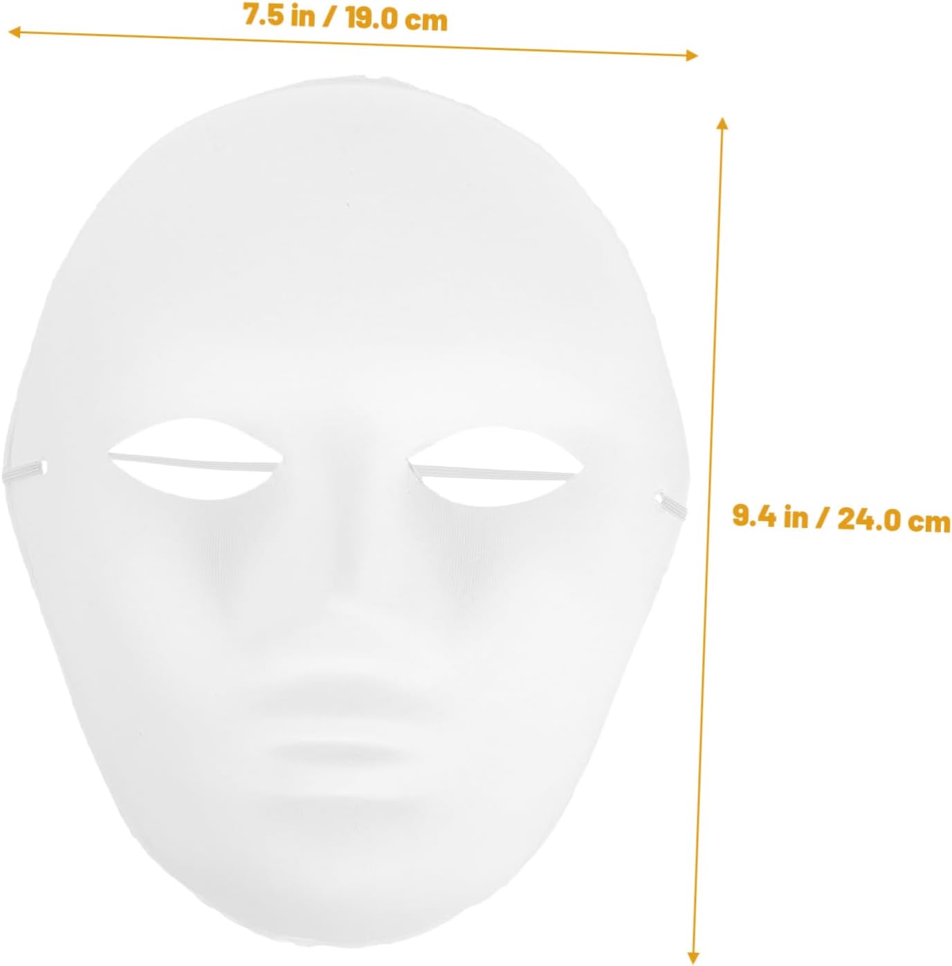 24pcs Male Full Face Blank Halloween Masks DIY Paper Pulp Material Breathable Cosplay Ghost Masquerade Party Face Cover for Painting and Costume