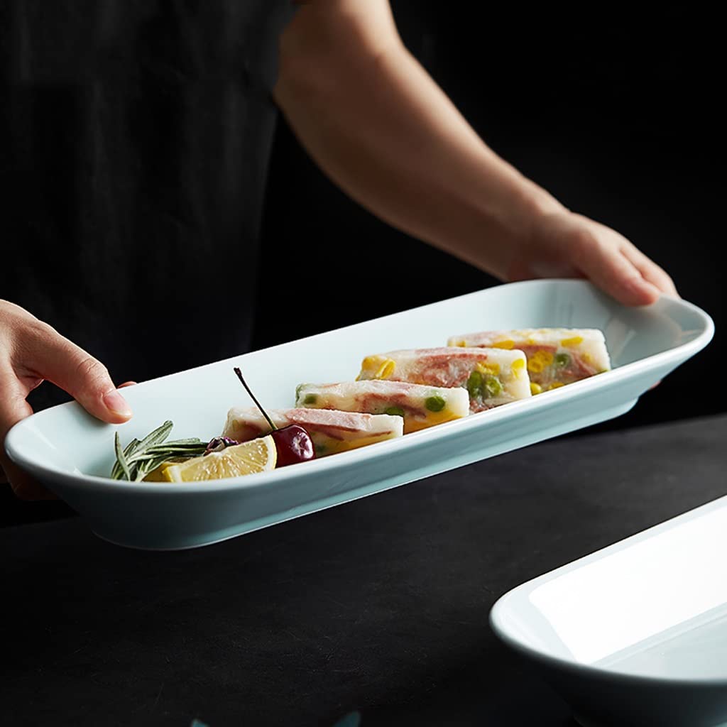 Cuencos de pasta Platos de aperitivos Plato de repostería Plato de postre Bandeja de servicio Plato de sushi rectangular largo de cerámica Plato de repostería Vajilla de restaurante Platos para s