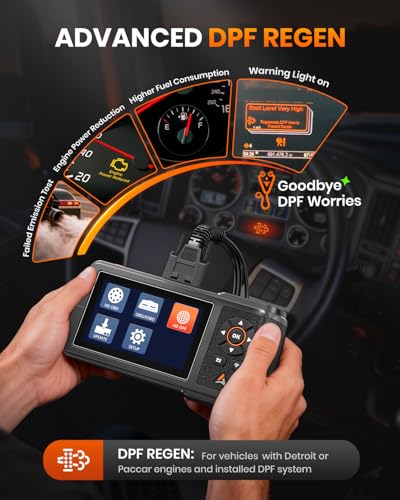 Image of ANCEL HD431 Heavy Duty Truck Scanner, DPF Regen & Forced Reset for Paccar & Detroit Engines, Full System Diagnostics Diesel Code Reader, Professional OBD2 /HDOBD Mechanic Tool for Commercial Vehicles