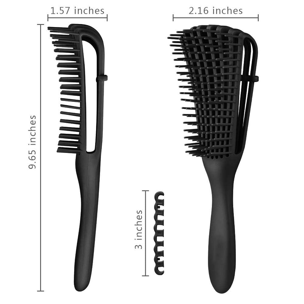 Jibaro Detangler Hair Detangler Brush – Wet or Dry Hair Detangling Brush and Comb For Curly, Wavy or Straight Hair – Pain Free, Ergonomic Handle - For Kids and Adults (Black) 4