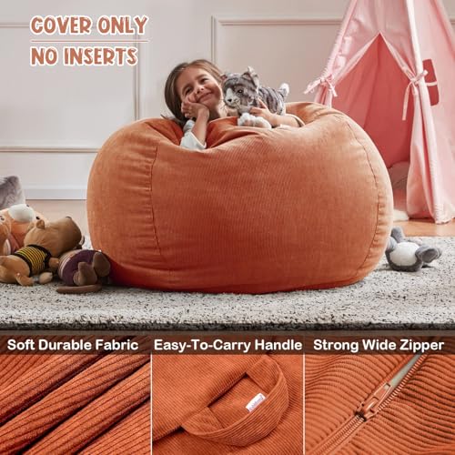 Nobildonna Bean Bag Cover, 35 x 43 cm, 35 x 43 cm, Large Stuffed Animal Storage Pouffe, Washable Cover, Premium Corduroy Sandy Brown by Nobildonna - Image 3
