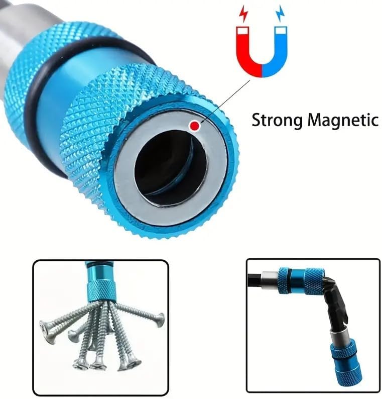 3 PCS Magnetic Impact-Resistant Adjustable Depth Screwdriver Set with Hex Socket Heads & Magnetic Tips, Impact Bit Holder, Magnetic Tip Bit Holder Long, Drill Extension, Rapid Drive Bit Sleeve