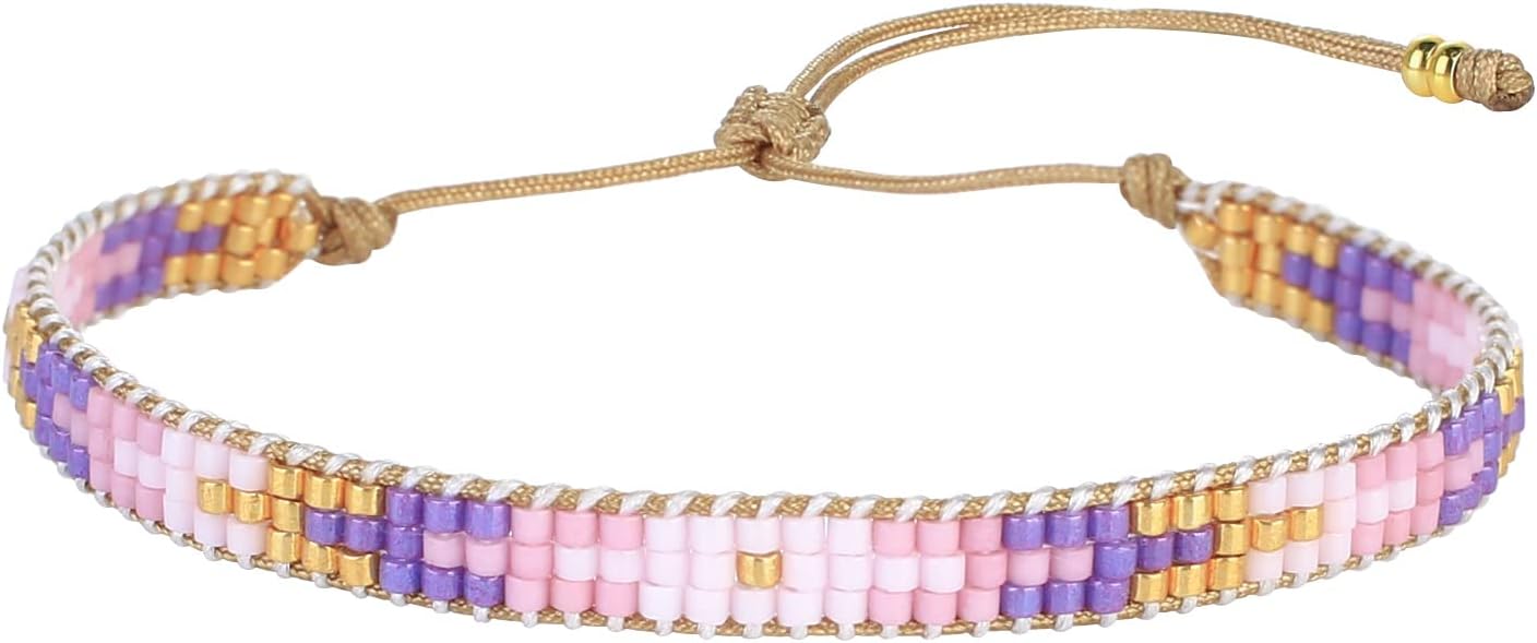 KELITCH Rainbow Color Beaded Bracelets Splicing Shape Strand Friendship Bracelets Bangles Jewelry