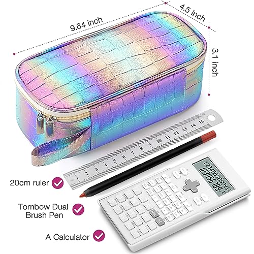 Image of Jcocylse Large Capacity Pencil Case Portable Pencil Pouch Bag School Supplies for College Students Girls Boys Adults (Purple-B)