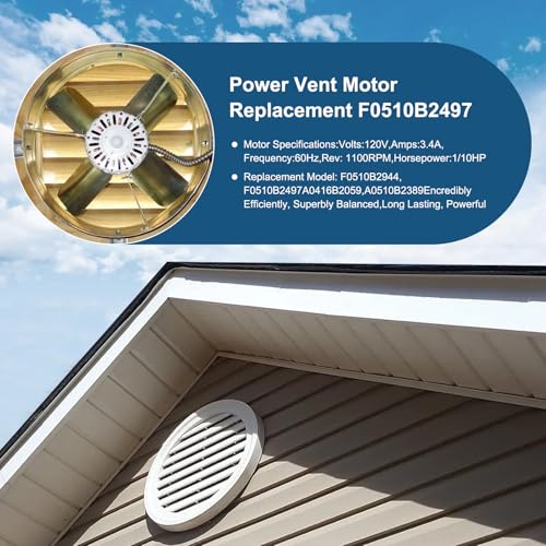 Criditpid Replacement F0510B2497 Lomanco Power Vent Attic Fan Motor & 58033 Adjustable Thermostat Switch Kit, F0510B2944 White Motor 1/10hp, 1100RPM, 115Volts, 58033 Temperature Range: 60°F to 120°F. by Criditpid - Used condition - Image 4