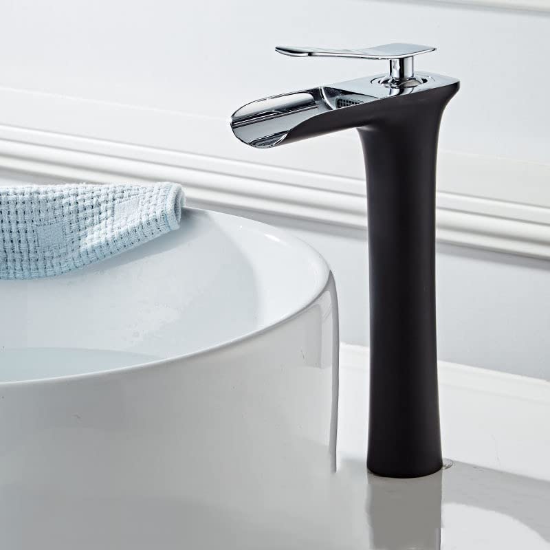 Robinet de lavabo cascade mitigeur monotrou antique chaud et froid platine haute