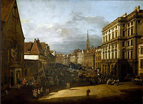 Peintures Vue du marché aux farines à Vienne : Bernardo Bellotto 60x90cm
