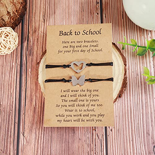 Image of HUASAI First Day of Kindergarten Bracelet Mommy and Me Back to School Bracelet Heart Matching Wish Bracelets Set Kindergarten Graduation Gifts