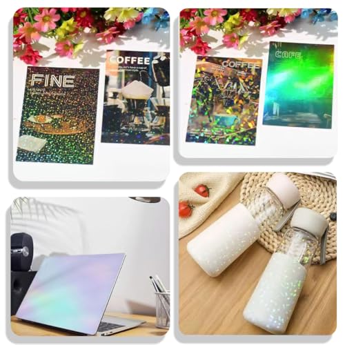 Image of 40 Sheets Vinyl Sticker Paper, Holographic Stickers, Self Adhesive Lamination Sheets for Laptop Bike Car Table Mobile Phones, 8.5x11 Inch Sticker Paper for DIY Crafts and Personalization