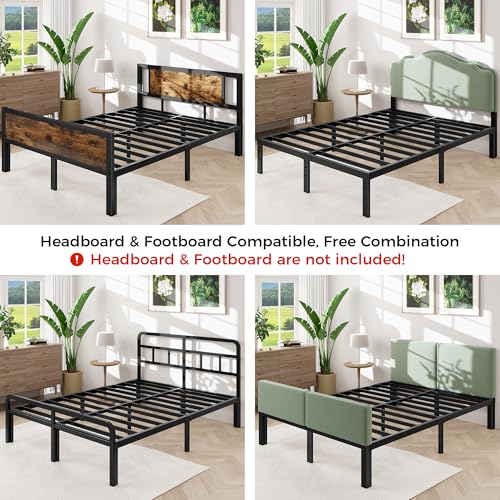 Full Size Bed Frame, 14 Inch Full Bed Frame with Underbed Storage, Heavy Duty Metal Platform Bed Frame No Box Spring Needed, Noise Free - Easy Assembly - Image 6