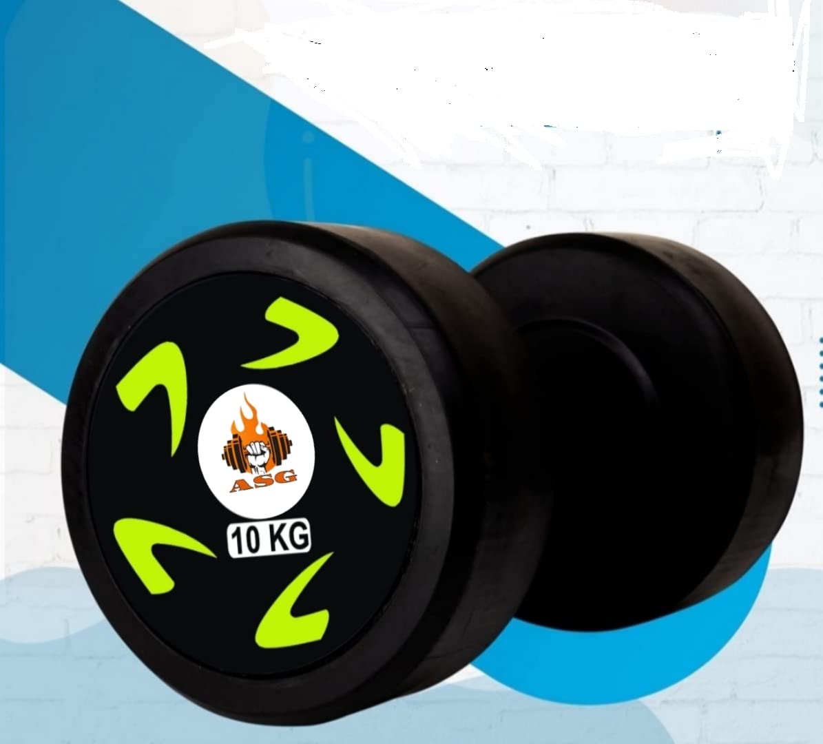A-Mart Bouncer Dumbbell 10kg Single Piece - Rubber Coated Fixed Weight for Home Gym Exercise - Suitable for Beginners and Experts