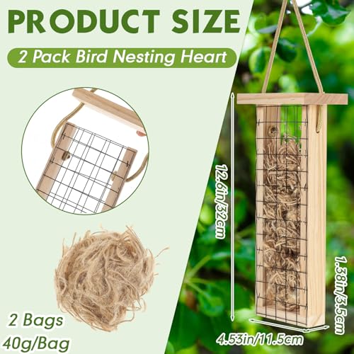 Image of Menkxi 2 Pcs Bird Nesting Material, Hummingbird Nest, Natural Nesting Fiber Cotton, Refillable Nestings Accessories for Wild Bird, Enjoy Birds Gardening Outside, Garden Decoration Gifts (Grid Style)