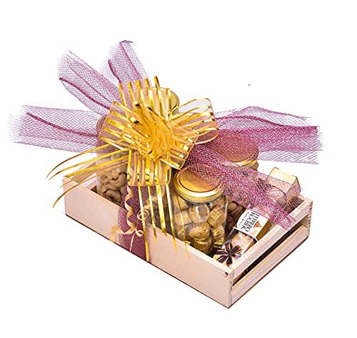 Image of NUTRI MIRACLE Dry Fruit & Nut Gifts Box /Hamper I Ethnic Floral Bhai Bhabhi Pair I Kids Whistle Rakhis I Cz Stone Rakhi I Pearl Dora I Tilak Kit,650gm