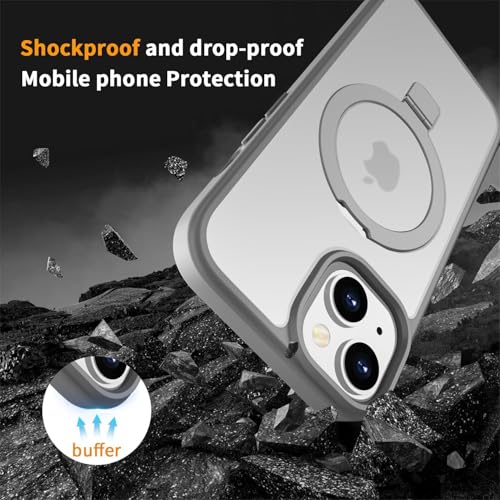 Image of iPhone 15 Magsafe Stand Case | Matte Design & 360 Protection | Military-Grade Apple iPhone 15 Cover | Ultra Premium - Gray