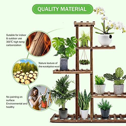 Cfmour Wood Plant Stand Indoor Outdoor, Plant Display Multi Tier Flower Shelves Stands, Garden Plant Shelf Rack Holder In Corner Living Room Balcony Patio Yard With 3 Free Gardening Tools #TOP4