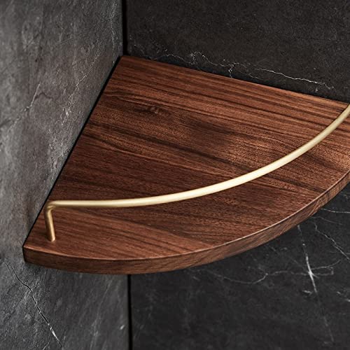 GTFDXJ Corner Shower Caddy Creative Wood Fan-Shaped Corner Wall Rack Bathroom Corner Shelf Living Room Bookshelf Shower Organizer