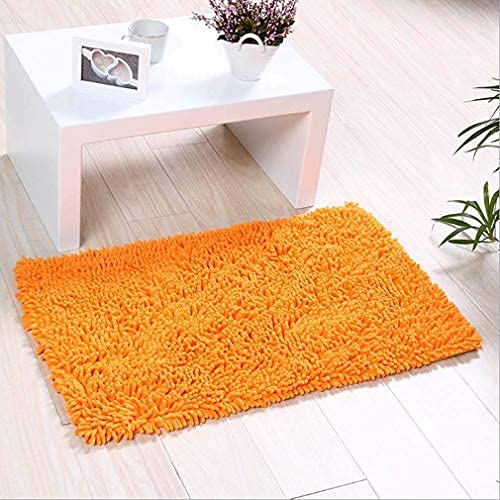 AOI Alfombra de baño de Felpa de Microfibra de Chenilla, Suave y acogedora, Agua súper Absorbente, Antideslizante, Gruesa para Dormitorio de baño (60x40 cm, Naranja)