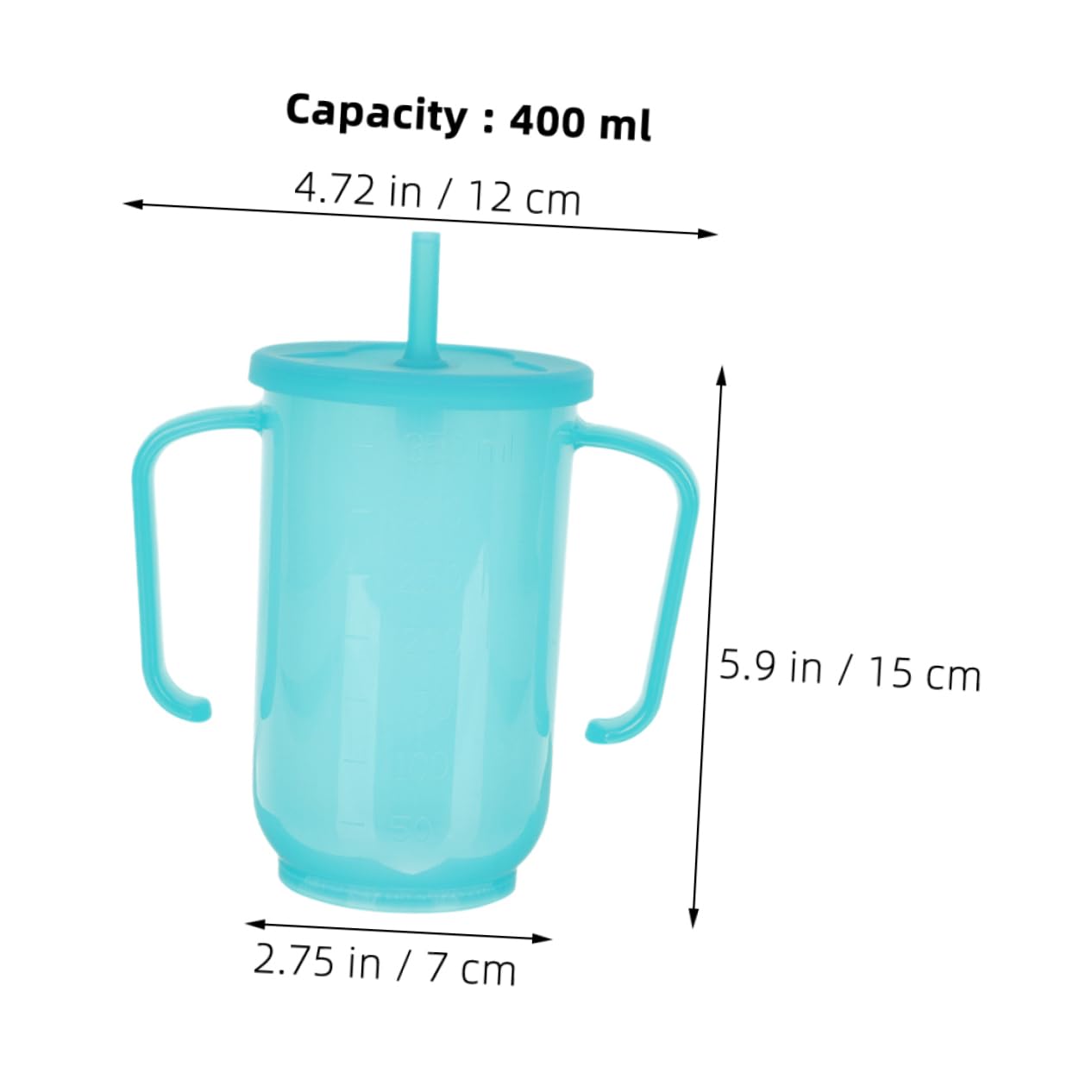 IWOWHERO 2 Pack Non-spill Straw Cups for Elderly Adults Spill Proof Water Straw Cup Handle for Bedridden Sippy Cup for Seniors