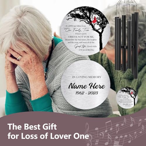 Image of ASTARIN Personalized 30 inch Memorial Wind Chimes for Outside, Bereavement Gift in Remembrance of a Loved One, Sympathy Gift for Loss of Mother Father Husband, Garden Patio Decor