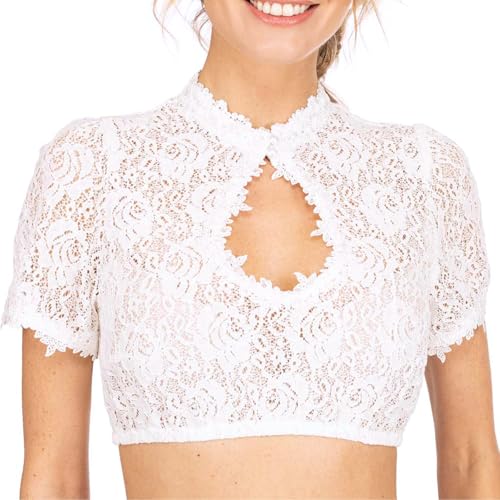 Chemisier Dirndl pour femme en dentelle blanche parfait pour l'Oktoberfest
