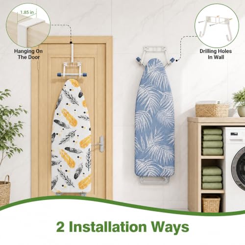 Orless-Over-Door-Wall-Mount-Ironing-Board-Hanger-White-Heavy-duty-metal-holds-30lbs-fits-TY-boards-anti-wobble-Velcro-space-saving-laundry-organizer